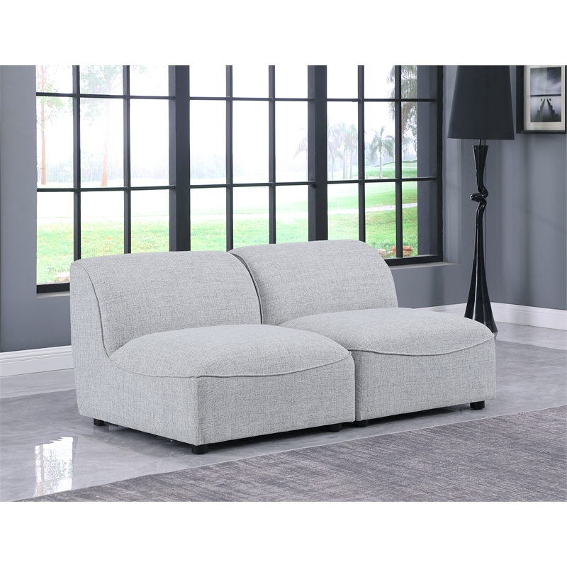 Meridian Furniture Miramar Grey Durable Linen Textured Modular Sofa