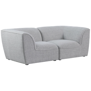 Meridian Furniture Miramar Grey Durable Linen Textured Modular Sofa
