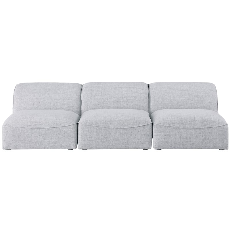 Meridian Furniture Miramar Grey Durable Linen Textured Modular Sofa