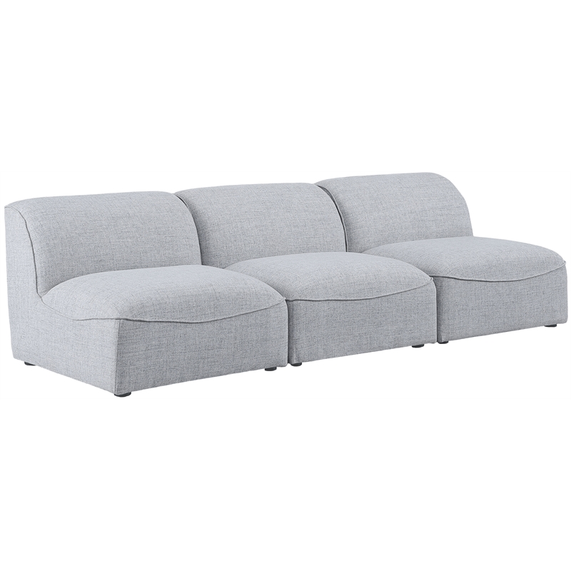 Meridian Furniture Miramar Grey Durable Linen Textured Modular Sofa