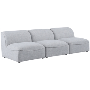 Meridian Furniture Miramar Grey Durable Linen Textured Modular Sofa