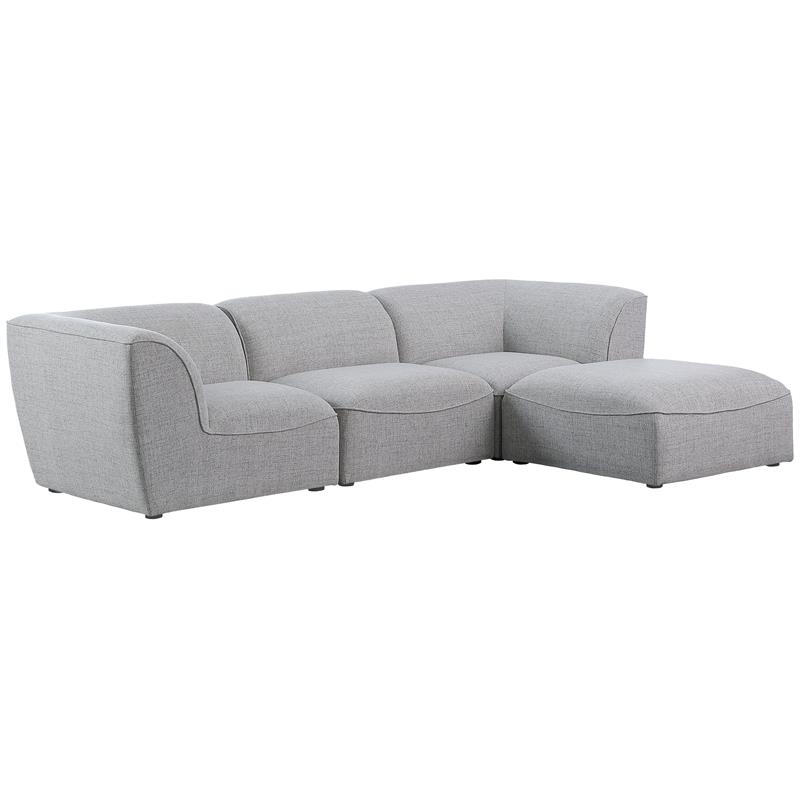 Meridian Furniture Miramar Grey Durable Linen Textured Modular Sectional