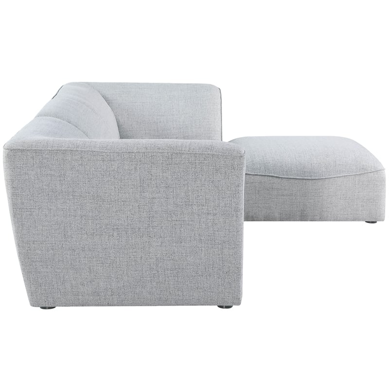 Meridian Furniture Miramar Grey Durable Linen Textured Modular Sectional