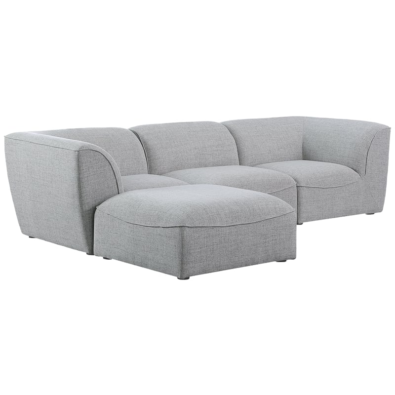 Meridian Furniture Miramar Grey Durable Linen Textured Modular Sectional