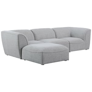 Meridian Furniture Miramar Grey Durable Linen Textured Modular Sectional