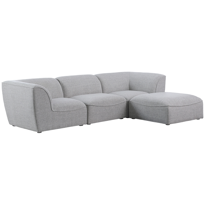 Meridian Furniture Miramar Grey Durable Linen Textured Modular Sectional