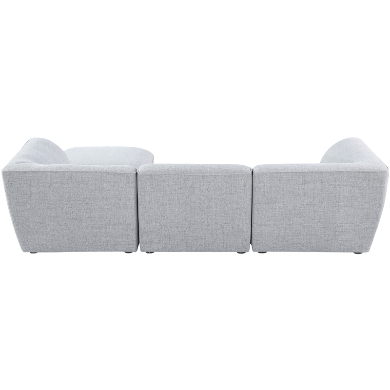 Meridian Furniture Miramar Grey Durable Linen Textured Modular Sectional