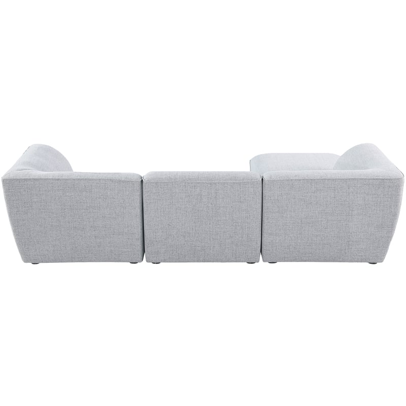 Meridian Furniture Miramar Grey Durable Linen Textured Modular Sectional