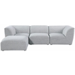Meridian Furniture Miramar Grey Durable Linen Textured Modular Sectional