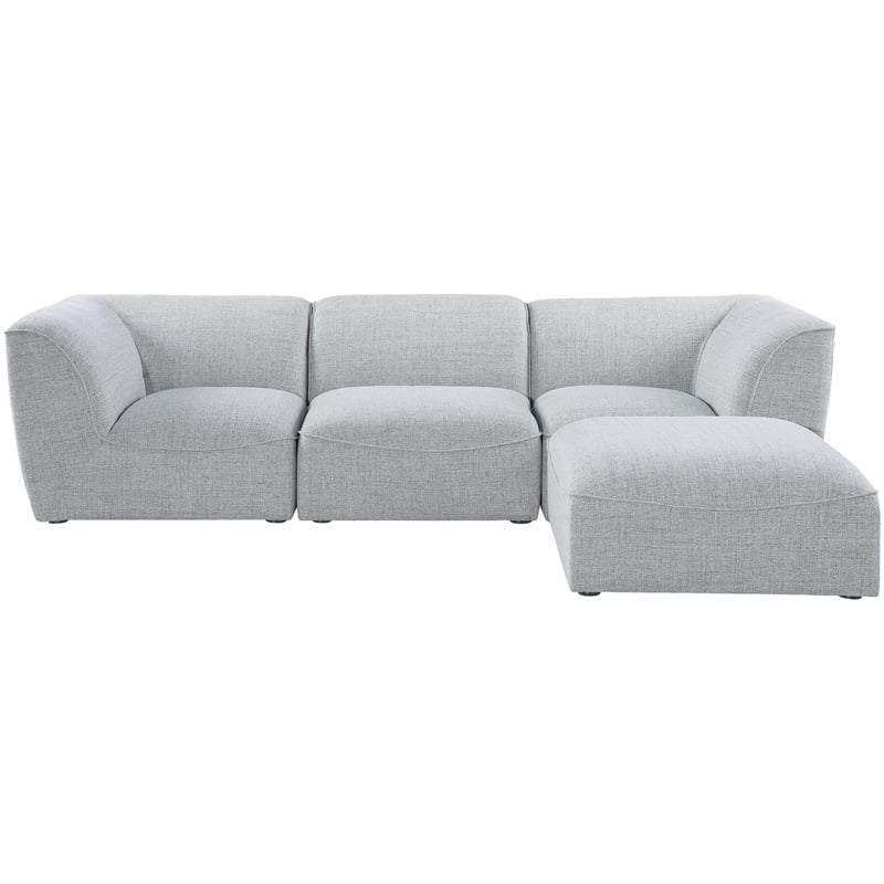 Meridian Furniture Miramar Grey Durable Linen Textured Modular Sectional