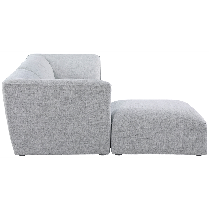 Meridian Furniture Miramar Grey Durable Linen Textured Modular Sectional