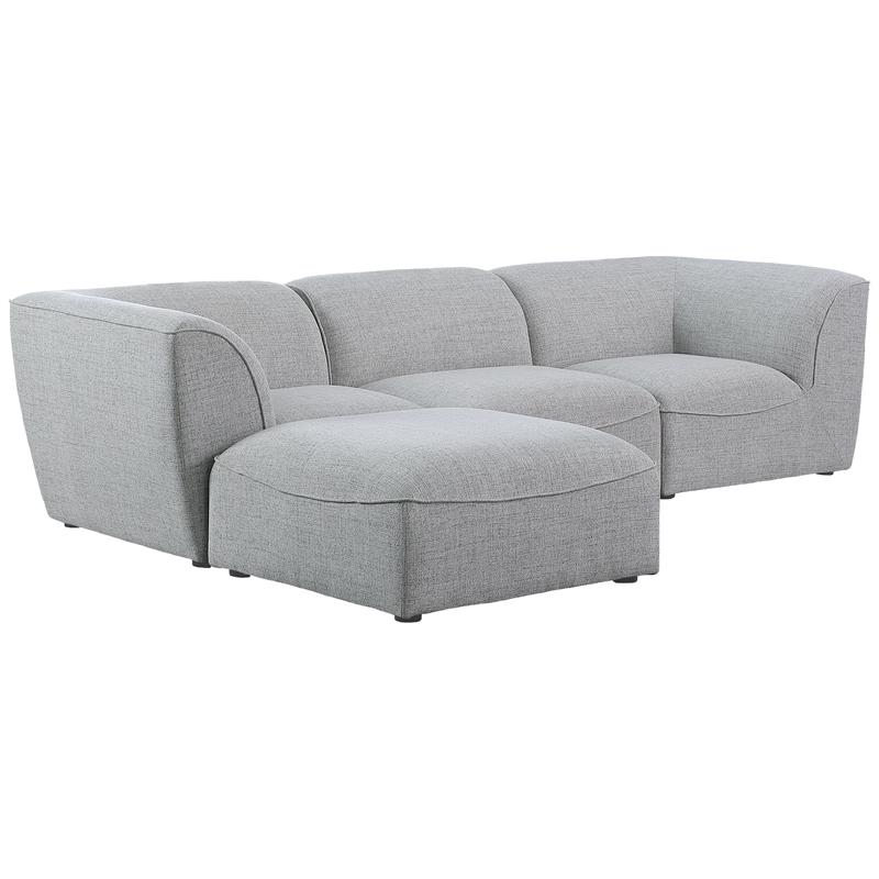 Meridian Furniture Miramar Grey Durable Linen Textured Modular Sectional