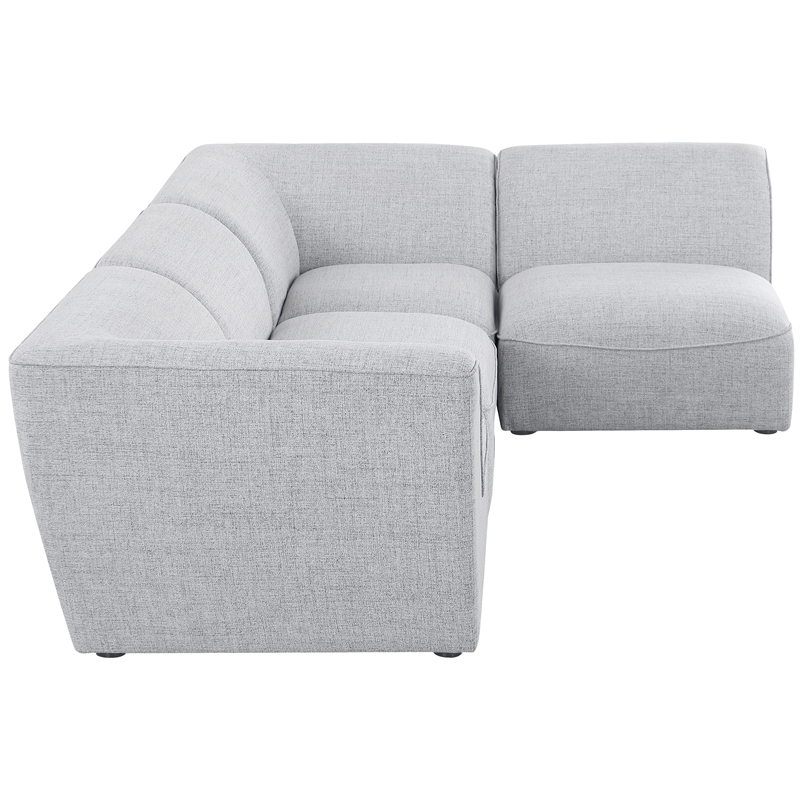 Meridian Furniture Miramar Grey Durable Linen Textured Modular Sectional