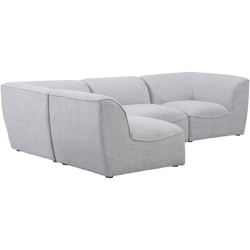 Meridian Furniture Miramar Grey Durable Linen Textured Modular Sectional