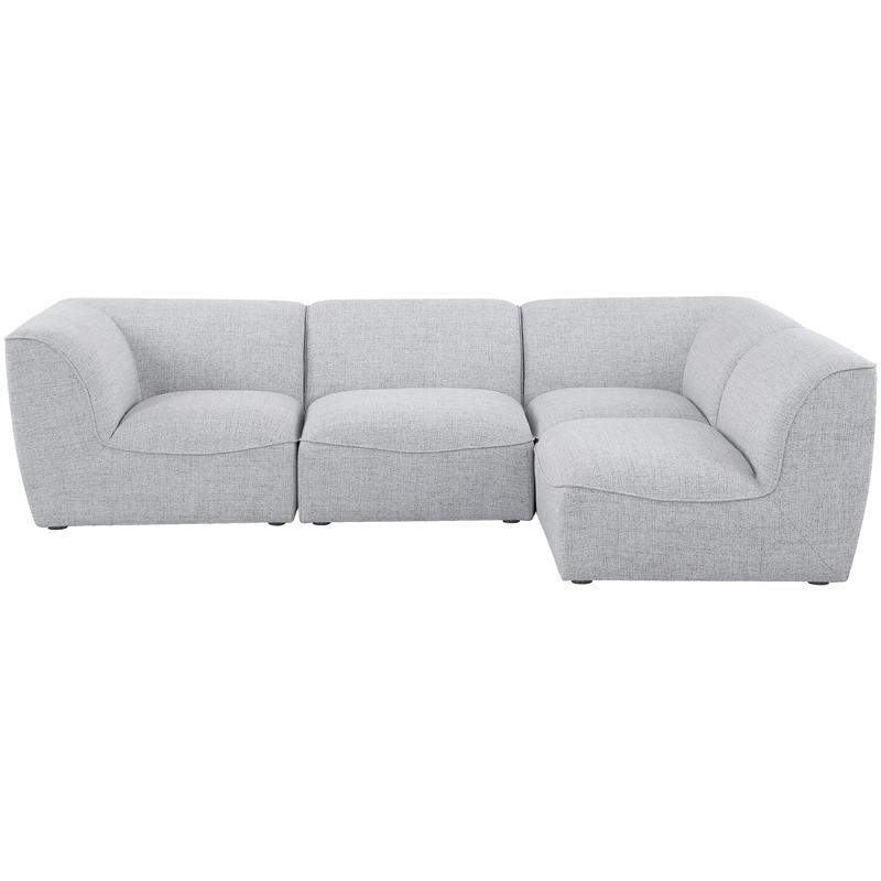 Meridian Furniture Miramar Grey Durable Linen Textured Modular Sectional