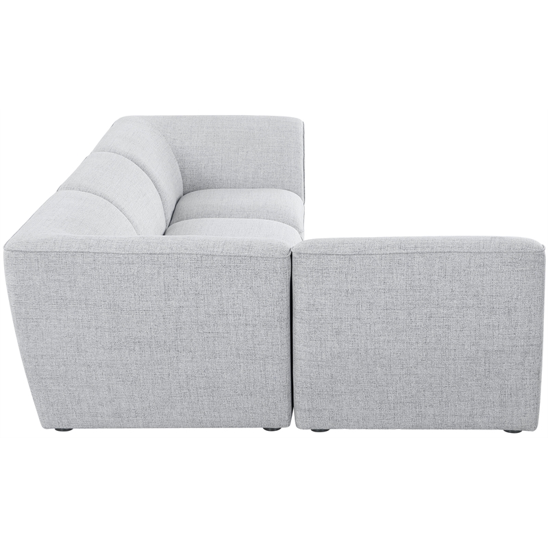 Meridian Furniture Miramar Grey Durable Linen Textured Modular Sectional