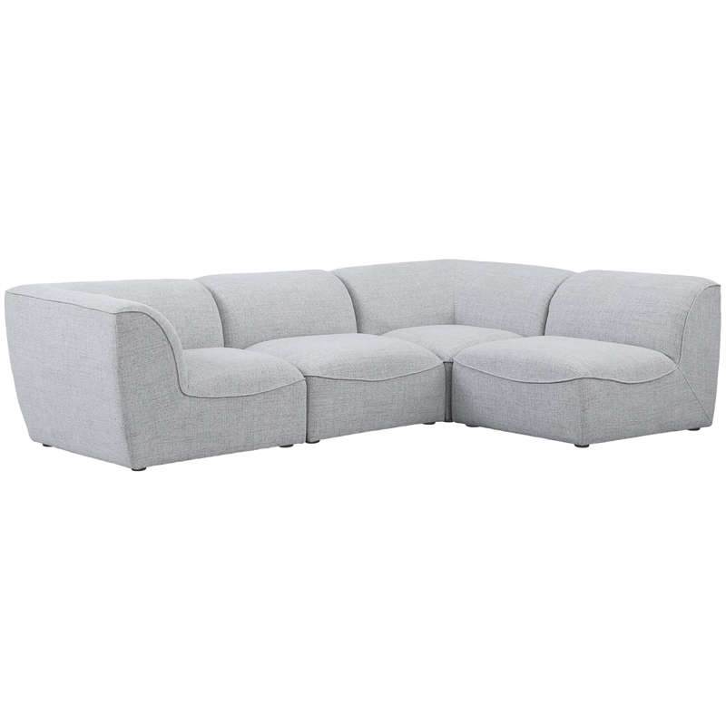 Meridian Furniture Miramar Grey Durable Linen Textured Modular Sectional