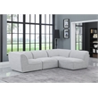 Meridian Furniture Miramar Grey Durable Linen Textured Modular Sectional
