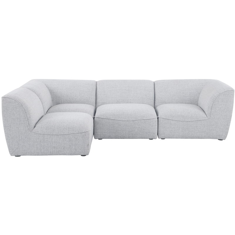 Meridian Furniture Miramar Grey Durable Linen Textured Modular Sectional