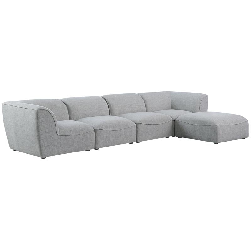 Meridian Furniture Miramar Grey Durable Linen Textured Modular Sectional