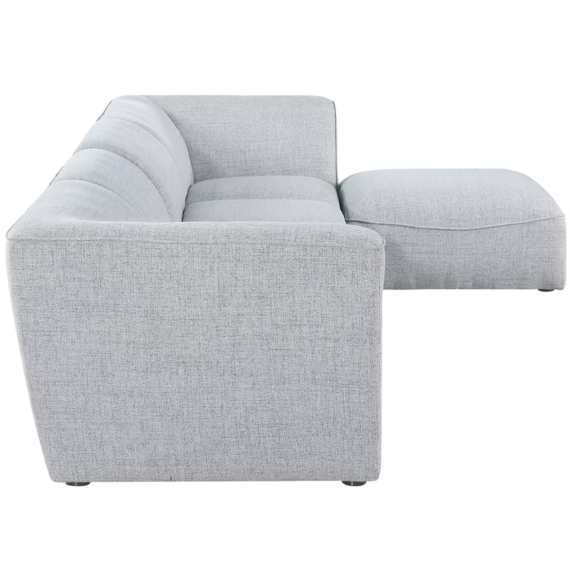 Meridian Furniture Miramar Grey Durable Linen Textured Modular Sectional