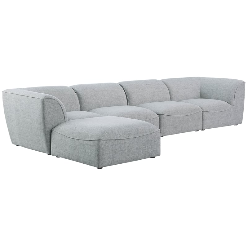 Meridian Furniture Miramar Grey Durable Linen Textured Modular Sectional