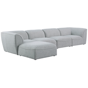 Meridian Furniture Miramar Grey Durable Linen Textured Modular Sectional