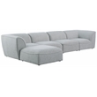 Meridian Furniture Miramar Grey Durable Linen Textured Modular Sectional