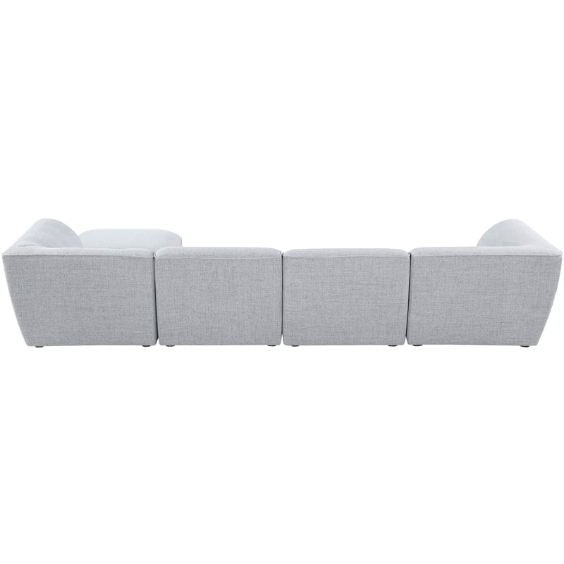 Meridian Furniture Miramar Grey Durable Linen Textured Modular Sectional