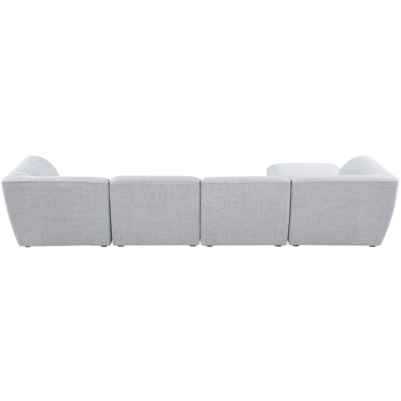 Meridian Furniture Miramar Grey Durable Linen Textured Modular Sectional