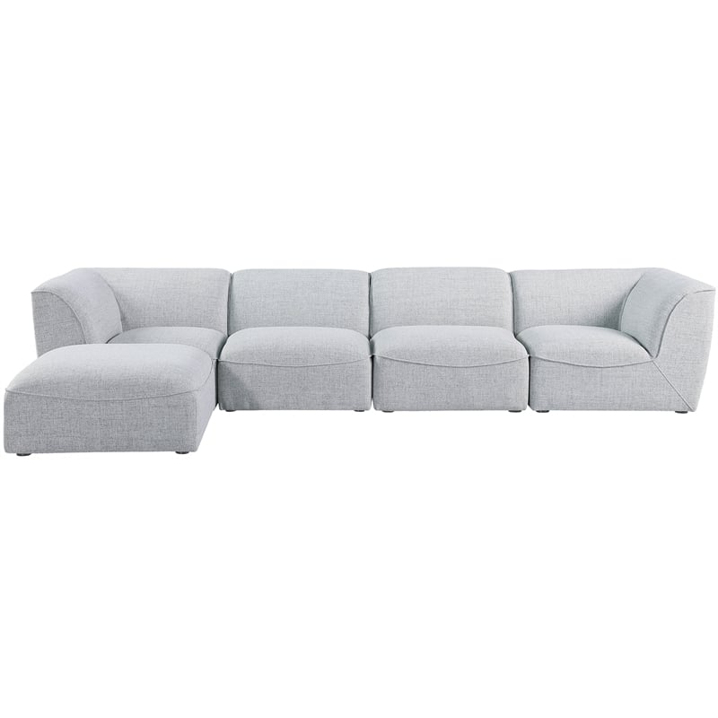 Meridian Furniture Miramar Grey Durable Linen Textured Modular Sectional