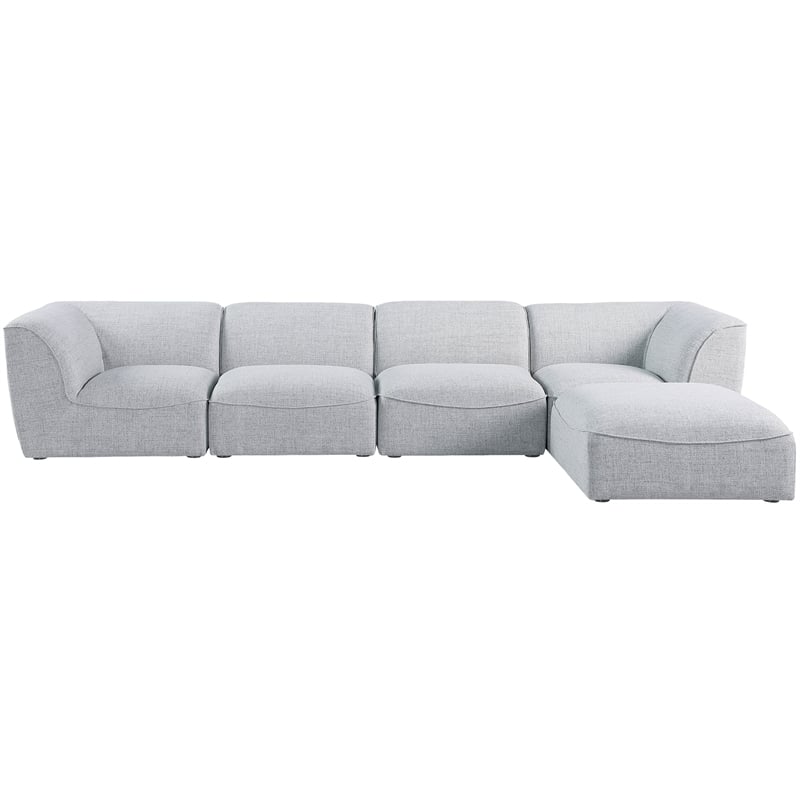 Meridian Furniture Miramar Grey Durable Linen Textured Modular Sectional