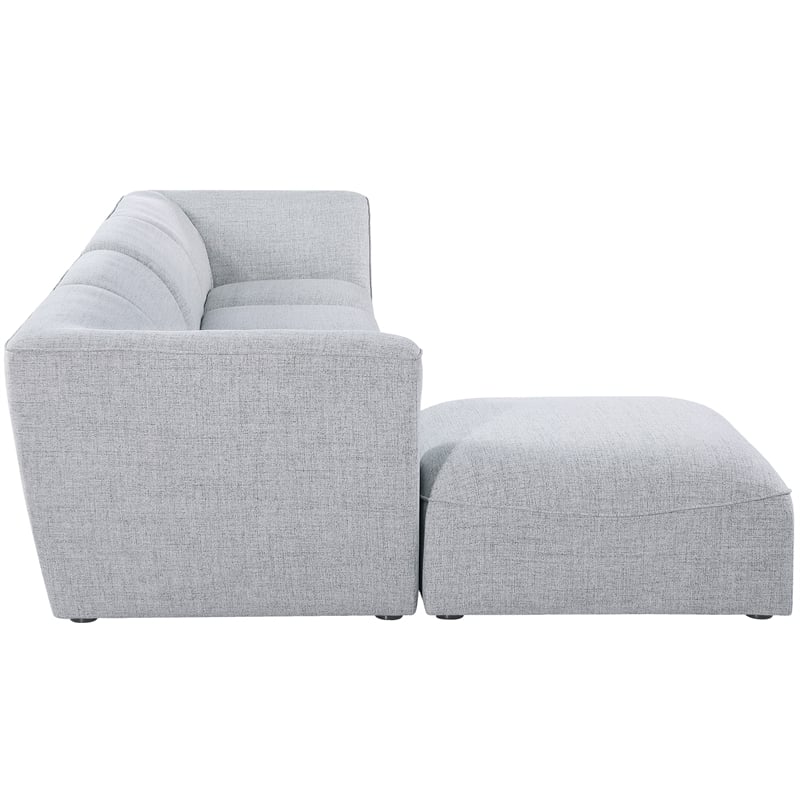 Meridian Furniture Miramar Grey Durable Linen Textured Modular Sectional
