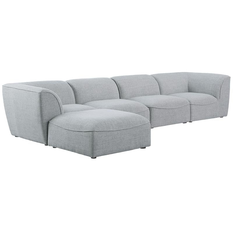 Meridian Furniture Miramar Grey Durable Linen Textured Modular Sectional