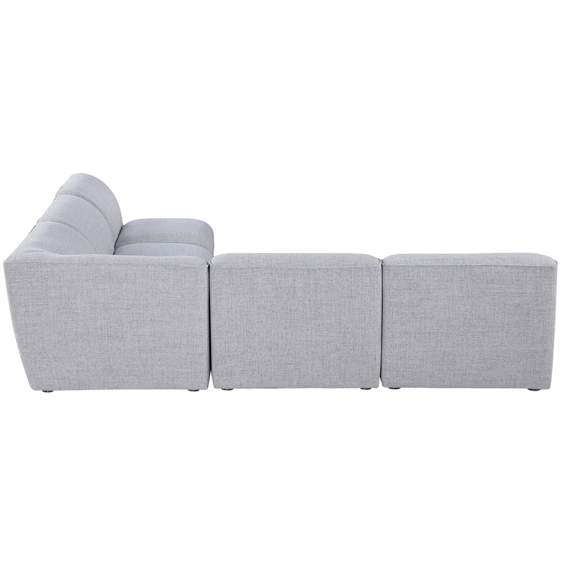 Meridian Furniture Miramar Grey Durable Linen Textured Modular Sectional