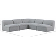 Meridian Furniture Miramar Grey Durable Linen Textured Modular Sectional