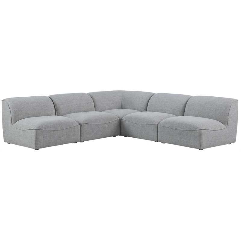 Meridian Furniture Miramar Grey Durable Linen Textured Modular Sectional