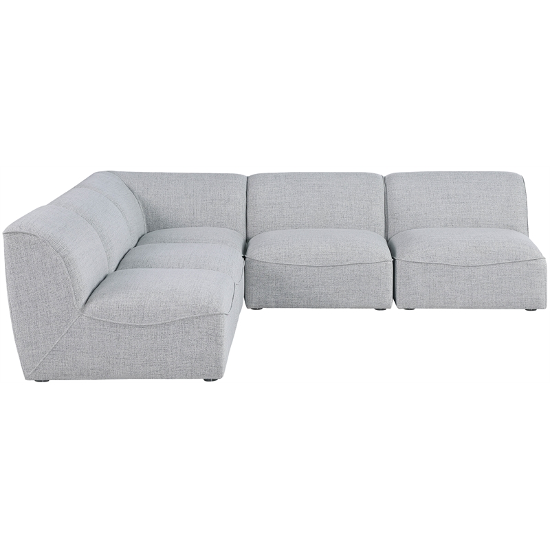 Meridian Furniture Miramar Grey Durable Linen Textured Modular Sectional
