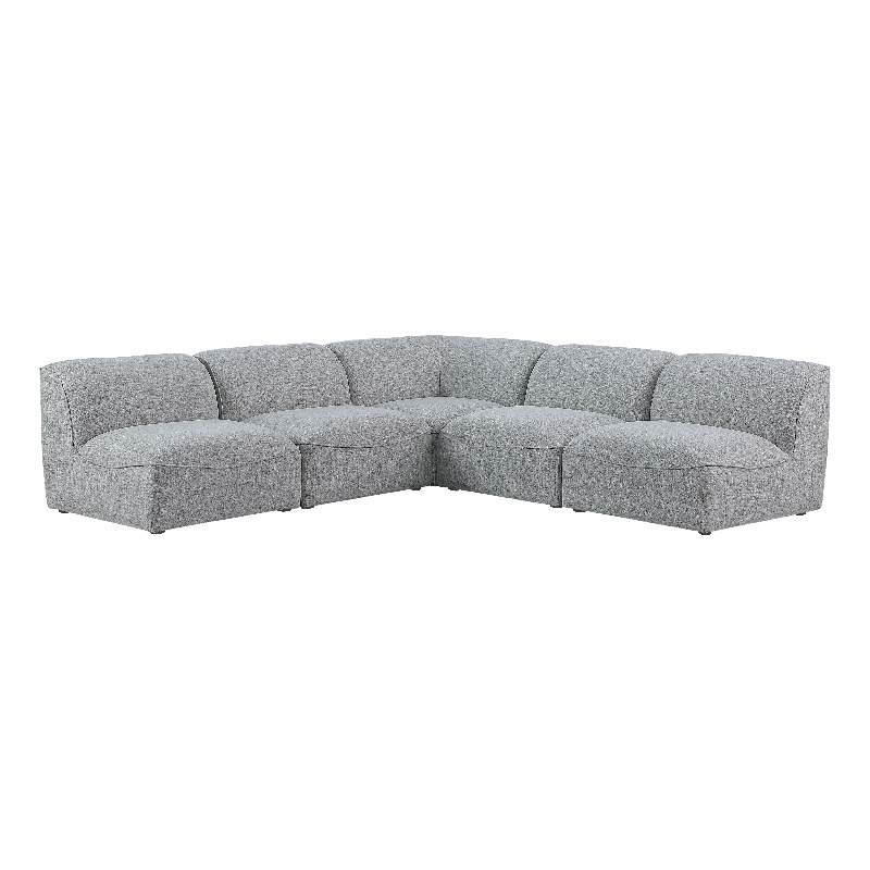 Meridian Furniture Miramar Grey Durable Linen Textured Modular Sectional