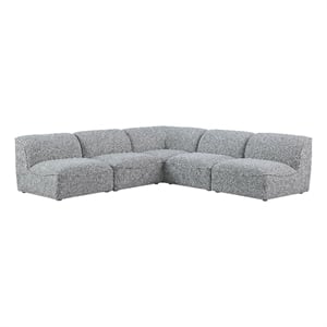 Meridian Furniture Miramar Grey Durable Linen Textured Modular Sectional