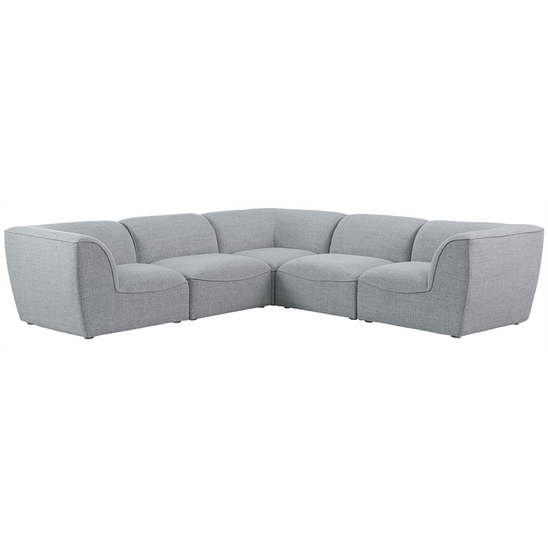 Meridian Furniture Miramar Grey Durable Linen Textured Modular Sectional