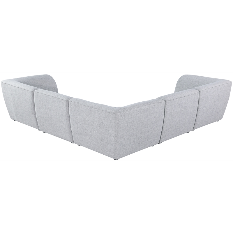 Meridian Furniture Miramar Grey Durable Linen Textured Modular Sectional