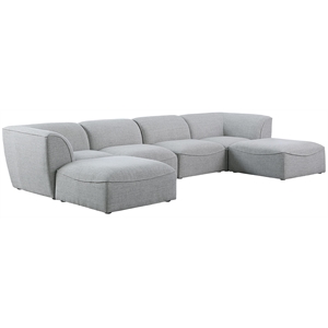 Meridian Furniture Miramar Grey Durable Linen Textured Modular Sectional