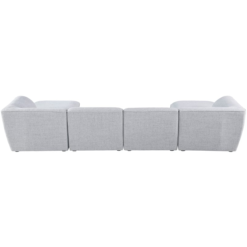 Meridian Furniture Miramar Grey Durable Linen Textured Modular Sectional