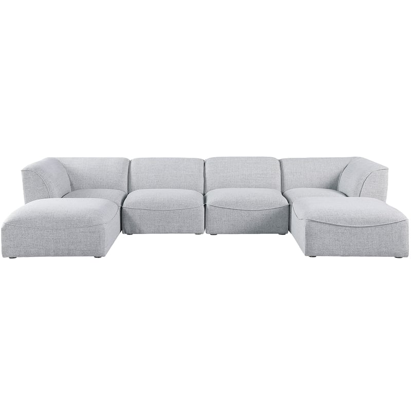 Meridian Furniture Miramar Grey Durable Linen Textured Modular Sectional