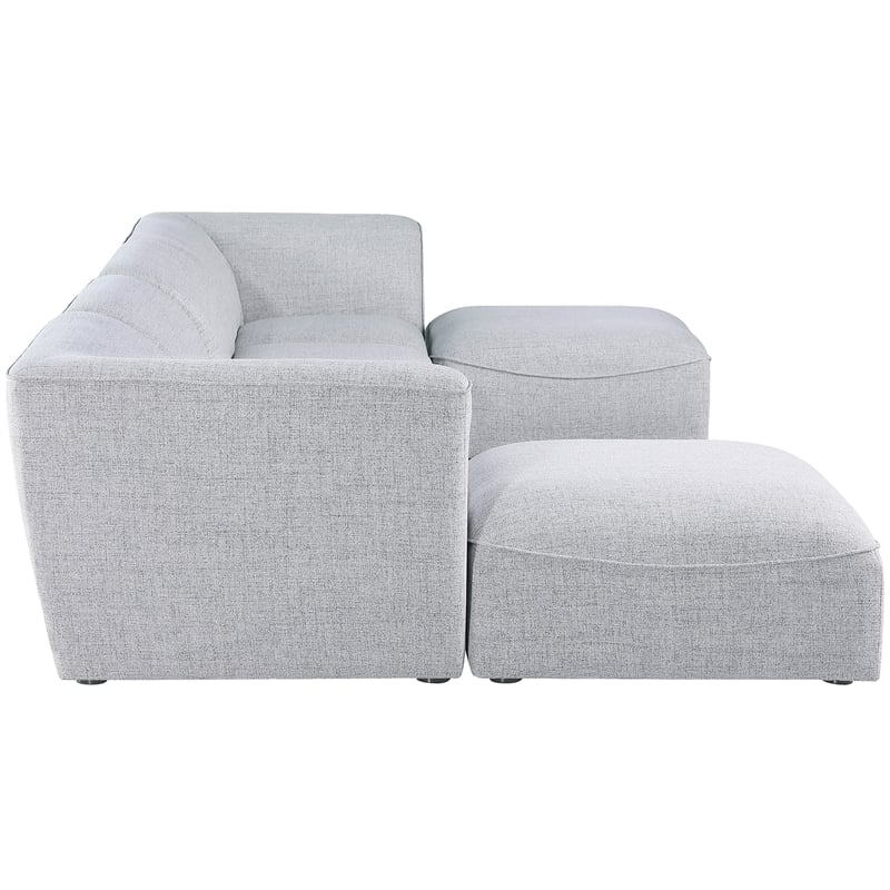 Meridian Furniture Miramar Grey Durable Linen Textured Modular Sectional