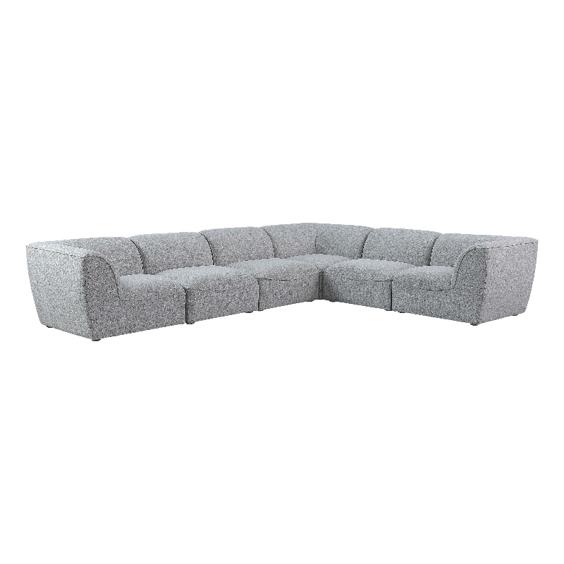 Meridian Furniture Miramar Grey Durable Linen Textured Modular Sectional