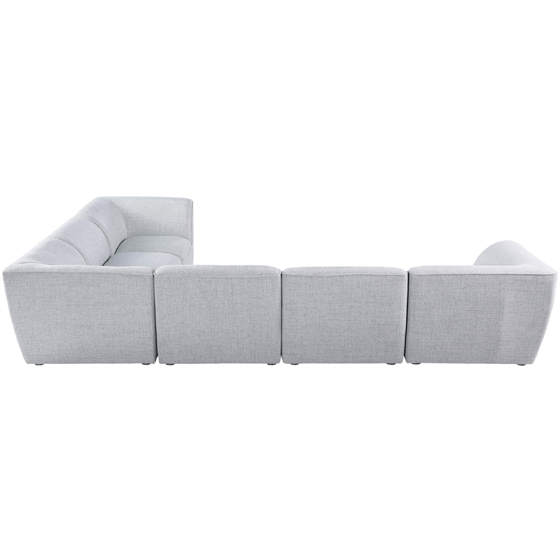 Meridian Furniture Miramar Grey Durable Linen Textured Modular Sectional