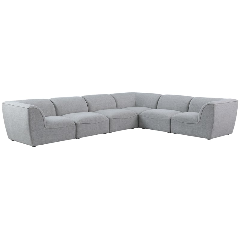 Meridian Furniture Miramar Grey Durable Linen Textured Modular Sectional