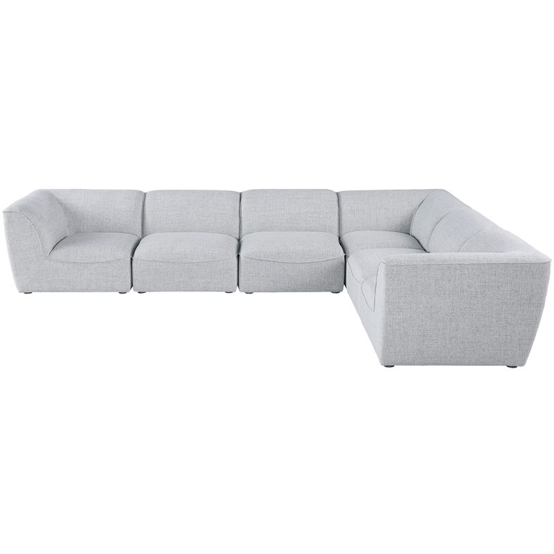 Meridian Furniture Miramar Grey Durable Linen Textured Modular Sectional